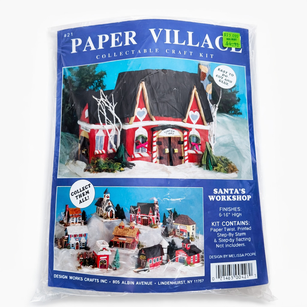 Vintage Paper Village Collectable Craft Kit Santas Workshop Christmas Decor